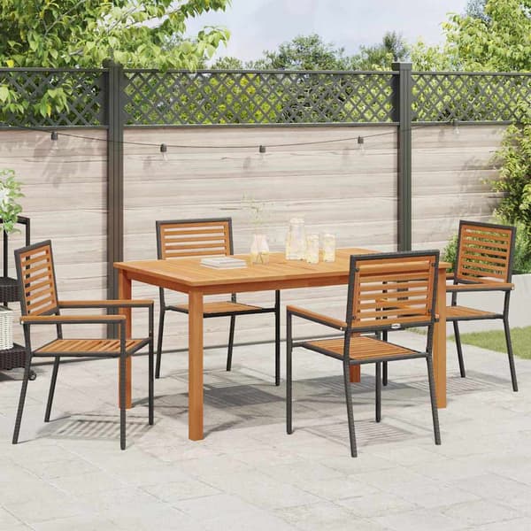 vidaXL Hage Spisegruppe 5 pcs Svart Solid akasietre