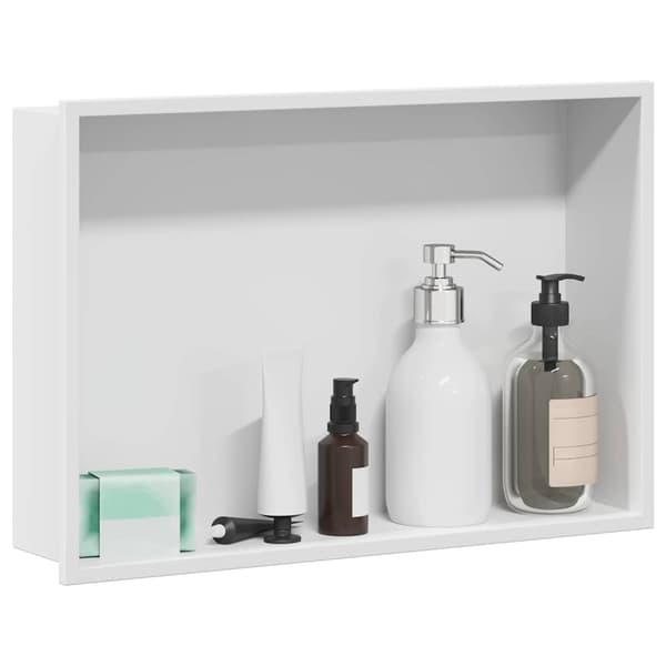 vidaXL Dusjniche Hvit 45 x 30 x 9.5 cm Rustfritt Stål
