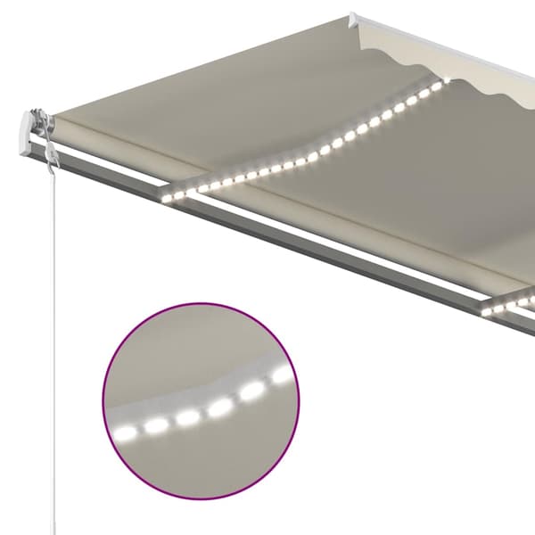 vidaXL Automatisk markis med vindsensor & LED 300x250 cm gräddvit