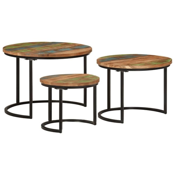 vidaXL Stablebord 3 stk gjenvunnet heltre