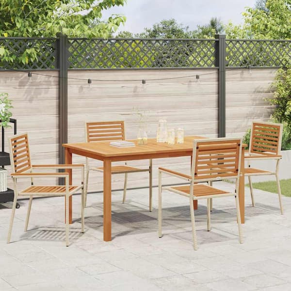vidaXL Hage Spisegruppe 5 pcs Beige Solid akasietre