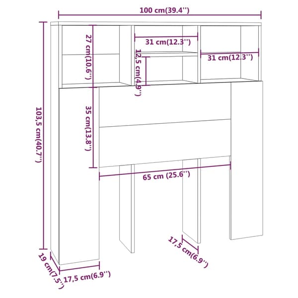 vidaXL Sengegavlskap brun eik 100x19x103,5 cm