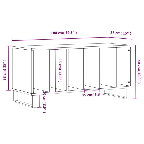 vidaXL Stereobänk vit 100x38x48 cm konstruerat trä