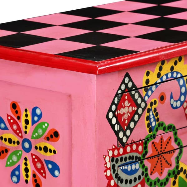 vidaXL Skänk massivt mangoträ rosa handmålat