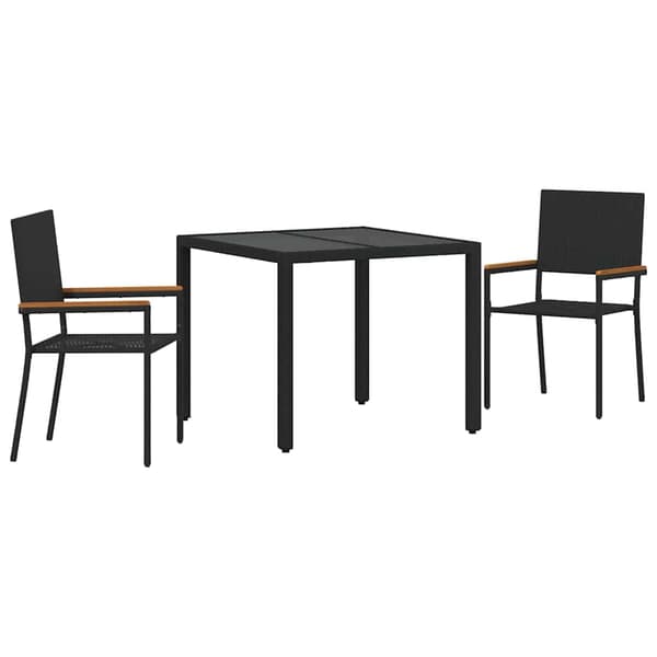 vidaXL Hage Spisegruppe 3 pcs Svart polyrotting