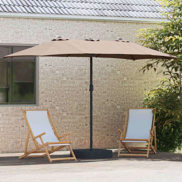 vidaXL Hageparasol Gråbrun 385 x 209 x 244 cm Polyester