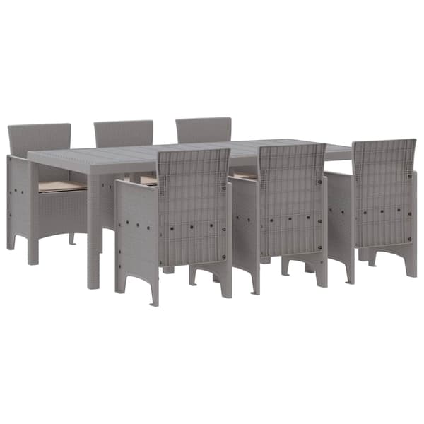 vidaXL Hage Spisegruppe 7 pcs Lysegrå Polypropen