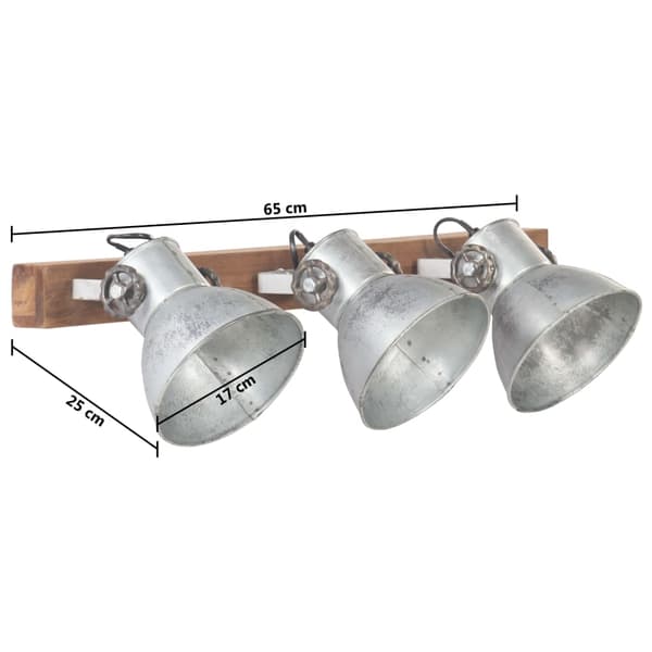 vidaXL Industriell vegglampe sølv 65x25 cm E27