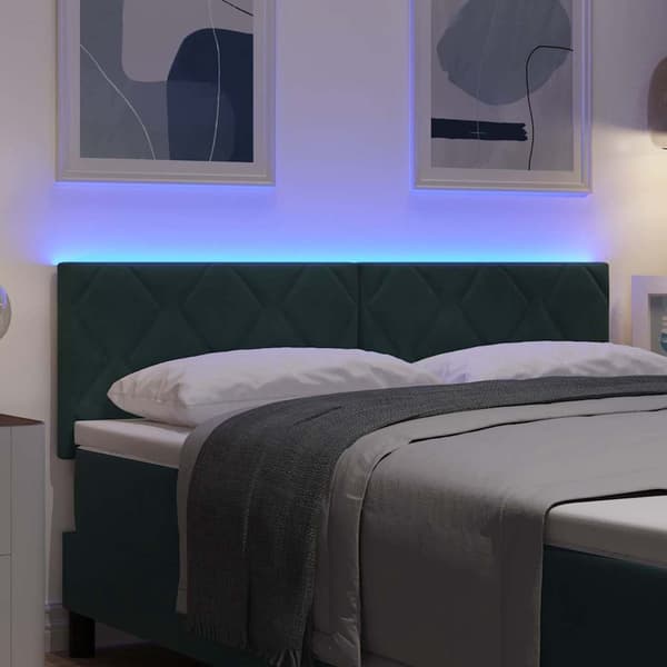 vidaXL LED huvuddyna Mörkgrön 144 cm Sammet