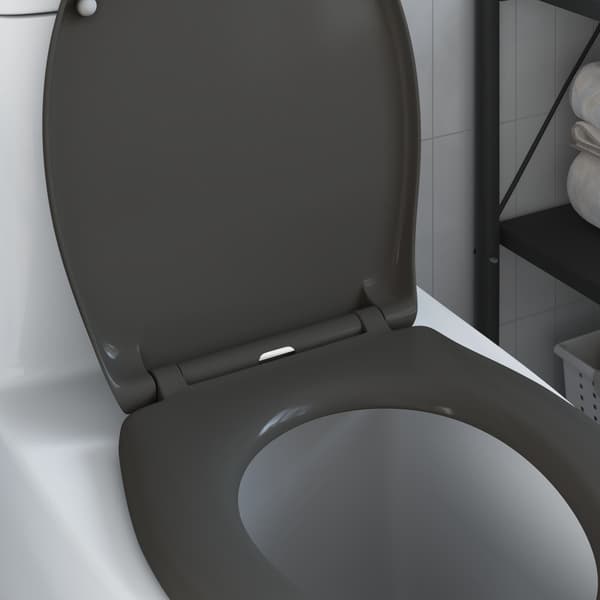 vidaXL Antracit Duroplast Standard Toalettsits Oval Samtida