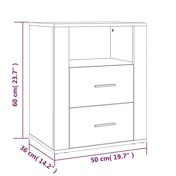 vidaXL Sängbord betonggrå 50x36x60 cm konstruerat trä