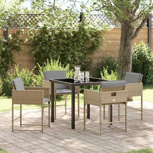 vidaXL Hage Spisegruppe 5 pcs Beige polyrotting