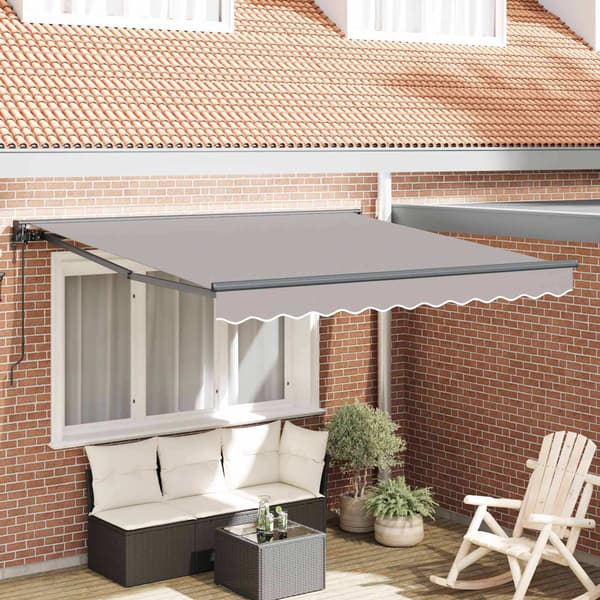 vidaXL Markisram Ljusgrå 350 x 250 cm Polyester med PU-beläggning
