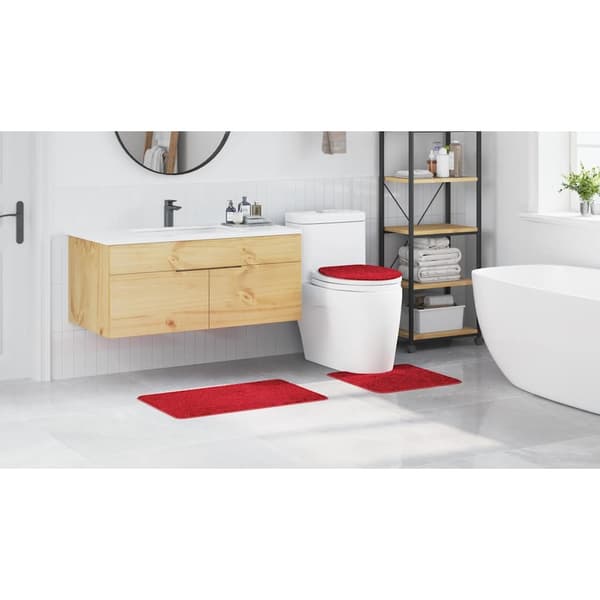 vidaXL Badematte 3 pcs Rød 50 x 50 cm Polypropen