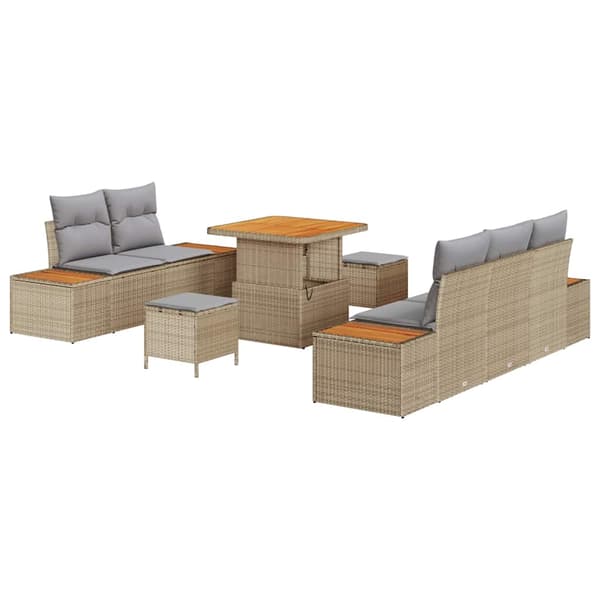 vidaXL Trädgårdsoffset 8 pcs Beige konstrotting