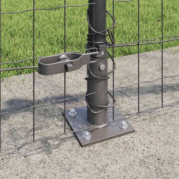 vidaXL Gjerde med stolpe Grå 0,4 x 10 m Stål og PVC