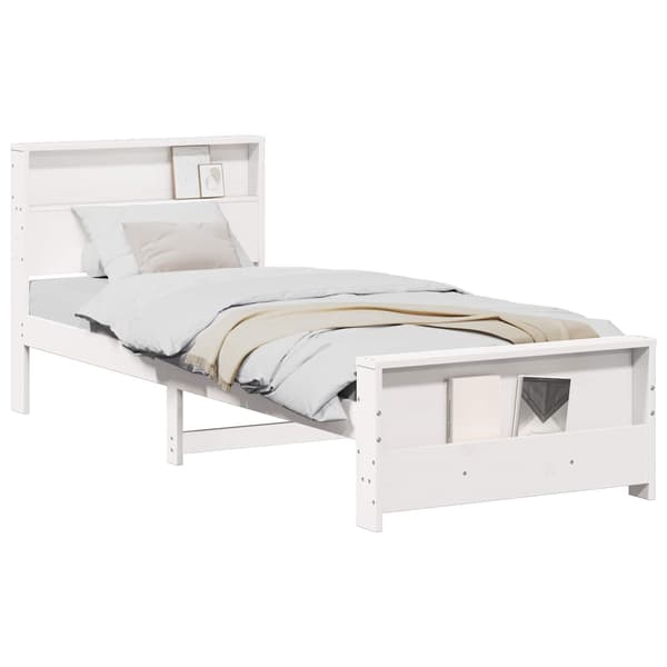 vidaXL Sengestamme med hodegjerde Hvit 90 x 190 cm Konstruert tre