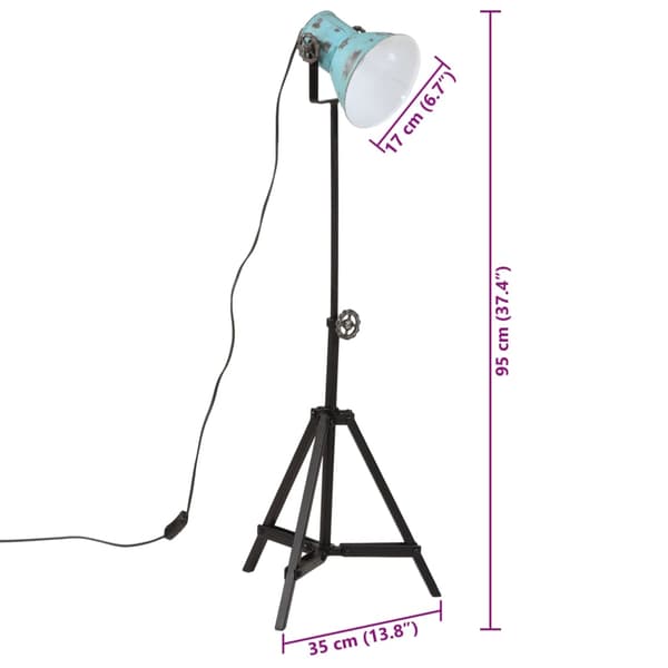 vidaXL Gulvlampe 25 W denimblå 35x35x65/95 cm E27