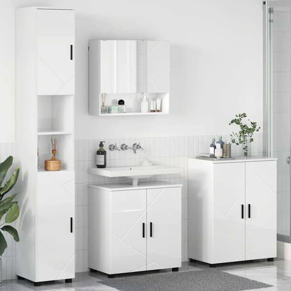 vidaXL Badrumsmöbelset 4 delar Högglans vit 61 x 35 x 64 cm