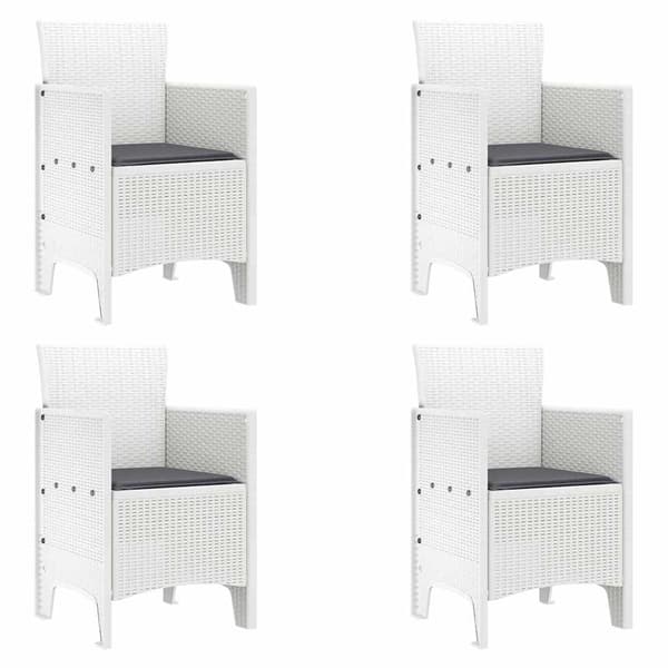 vidaXL Trädgårdsmöbelset 5 pcs Vit Polt rotting