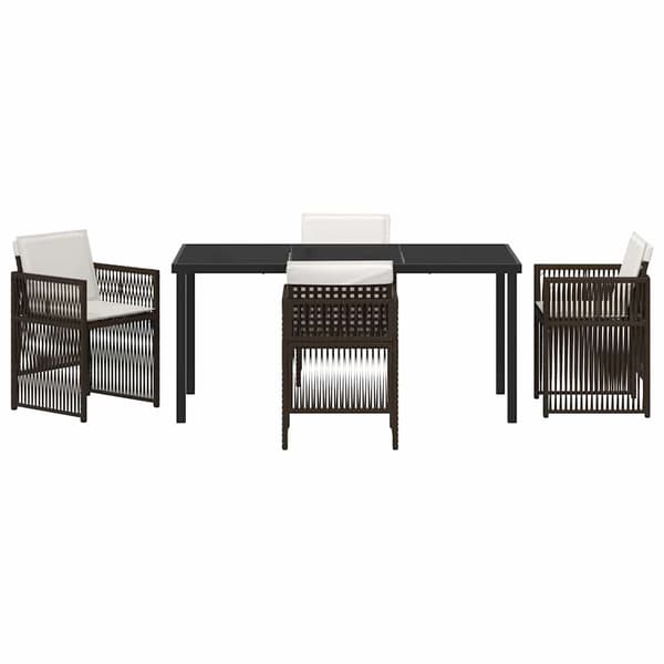 vidaXL Trädgårdsmöbelset 5 pcs Brun Pulverlackerat stål
