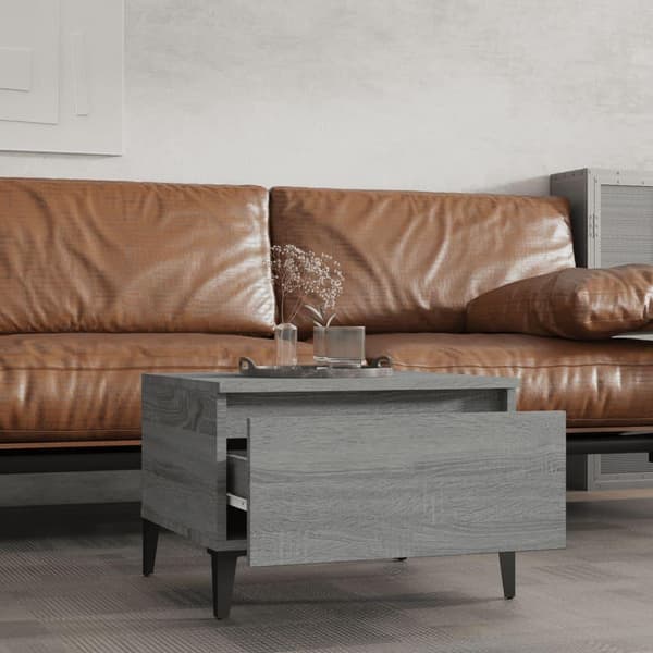 vidaXL Sidebord grå sonoma 50x46x35 cm konstruert tre