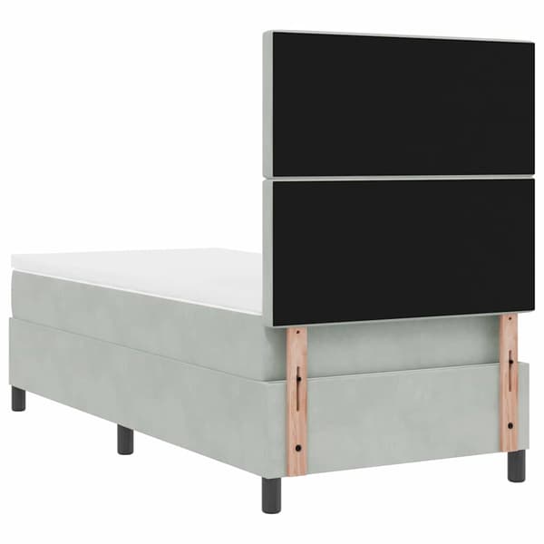 vidaXL Bäddfjäder med madrass Ljusgrå 100 x 200 cm Sammet
