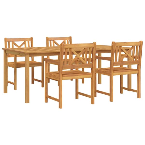 vidaXL Hage Spisegruppe 5 pcs Brun Solid akasietre
