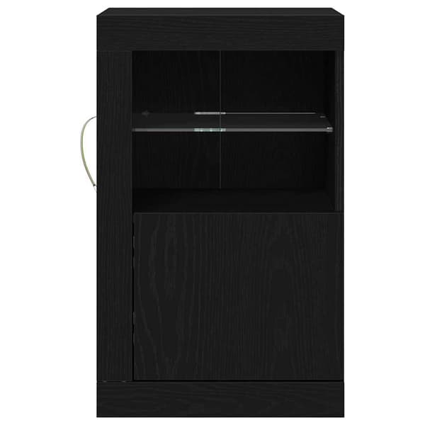 vidaXL LED sideboard 2 pcs Svart Eik 41 x 37 x 67 cm Konstruert tre