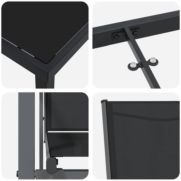 vidaXL Trädgårdsmöbelset 7 pcs Svart Pulverlackerad stål