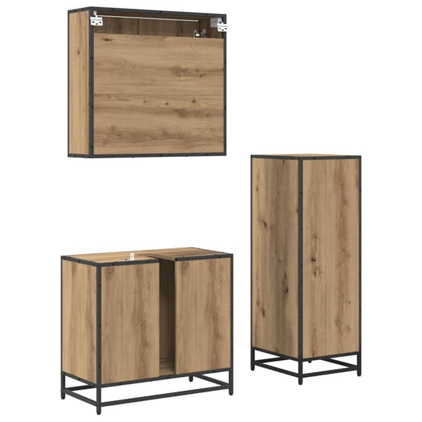 vidaXL Baderomsinnredningssett 3 pcs artisan eik 65 x 33 x 60 cm