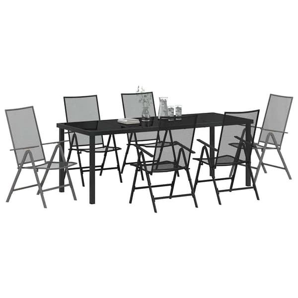 vidaXL Trädgårdsmöbelset 7 pcs Antracit Pulverlackerat stål