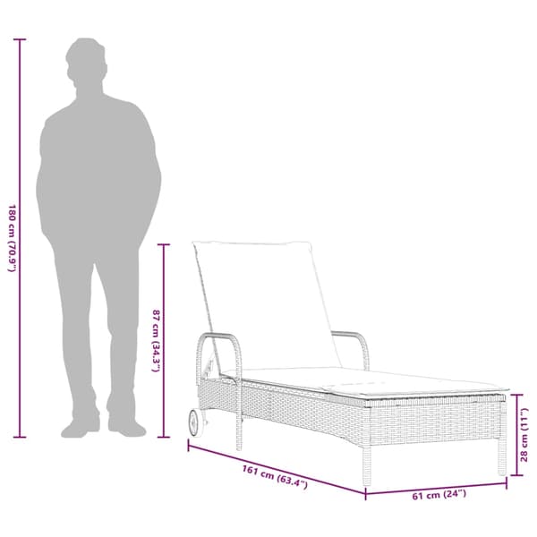 vidaXL Solsängar med dynor 2 st beige konstrotting