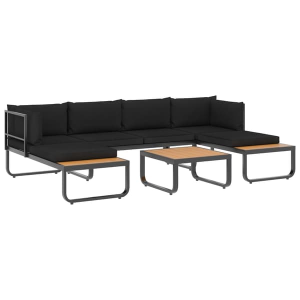 vidaXL Hörnsoffa set med dynor 4 delar aluminium och WPC