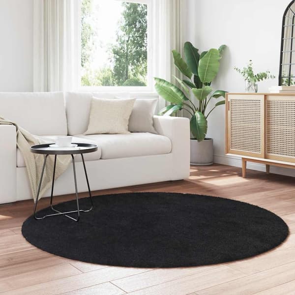 vidaXL Flossteppe med lang luv NAVARRA svart 160x160 cm polyester