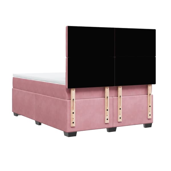 vidaXL Ramsäng med madrass rosa 140x190 cm sammet