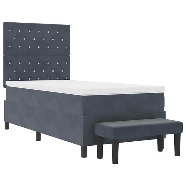 vidaXL Bäddfjäder med madrass Mörkgrå 90 x 190 cm Sammet