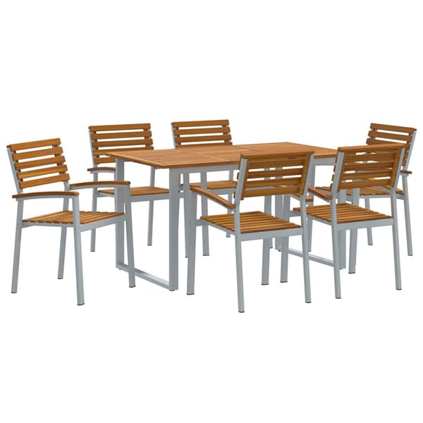 vidaXL Trädgårdsmöbelset 7 pcs Grå Massivt Akaciaträ