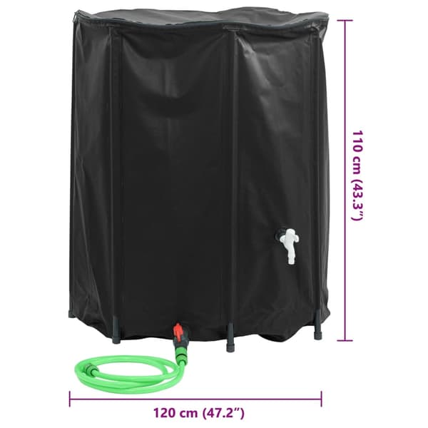vidaXL Vanntank med kran sammenleggbar 1250 L PVC