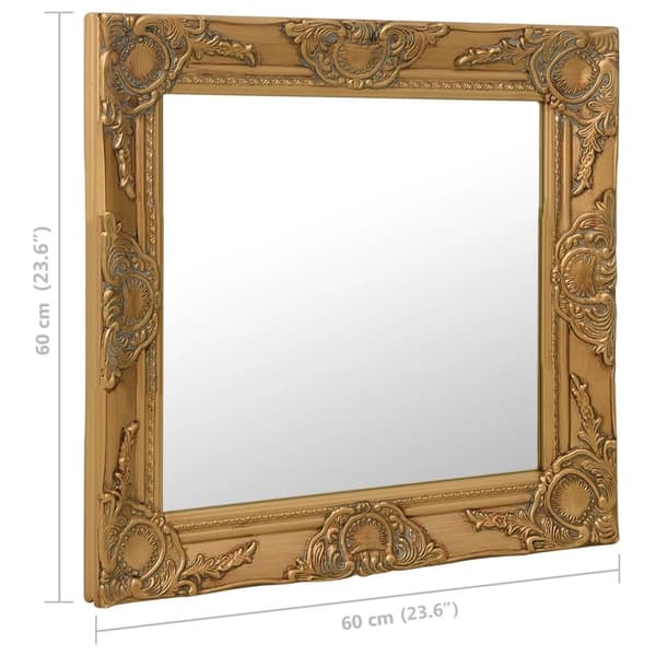 vidaXL Väggspegel barockstil 60x60 cm guld