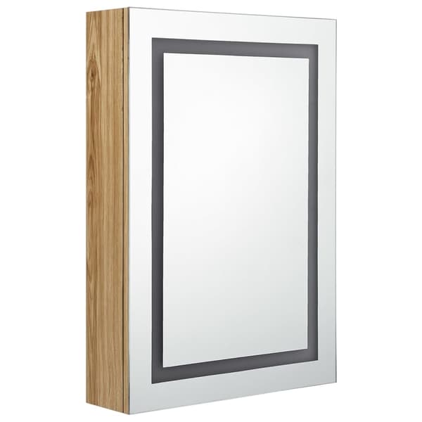 vidaXL LED-speilskap til bad eik 50x13x70 cm