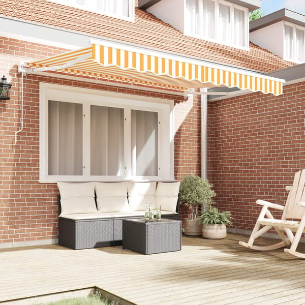 vidaXL Reserveduk til markise Gul og hvit 3,5 x 2 m Polyester