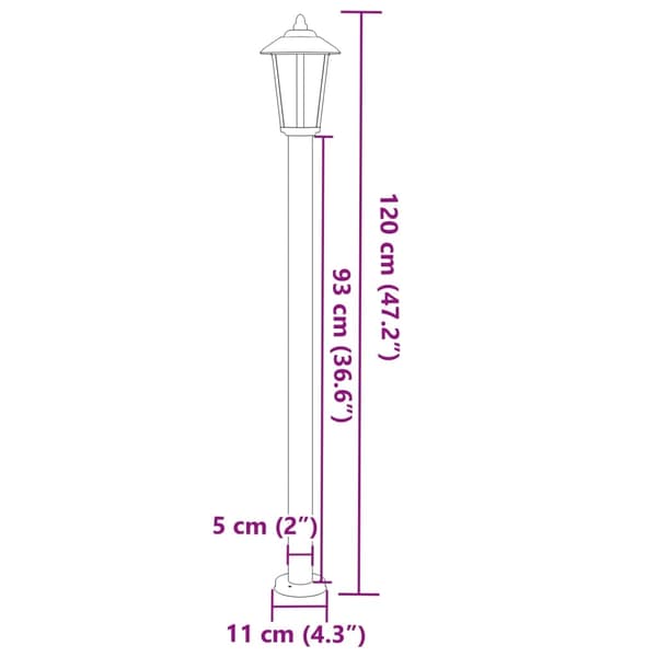 vidaXL Utendørs gulvlamper 3 stk sølv 120 cm rustfritt stål