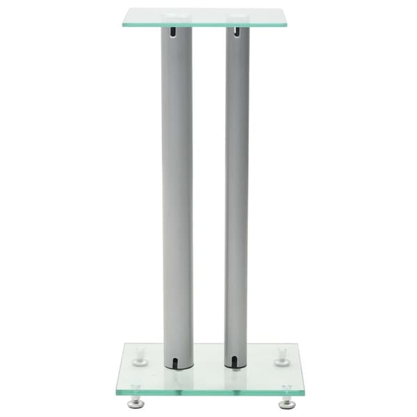vidaXL Högtalarstativ 2 st härdat glas 2 pelare silver