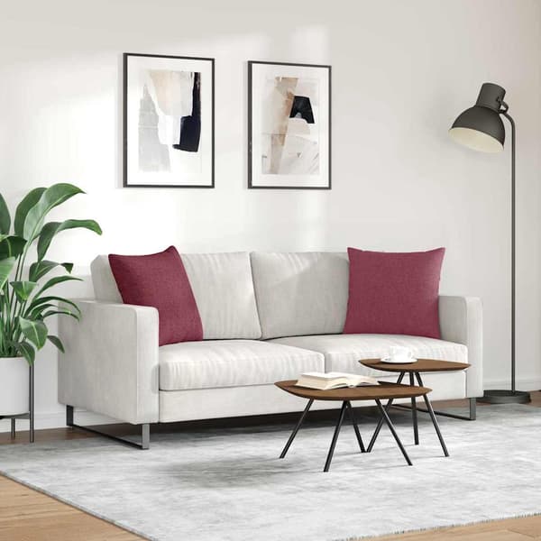 vidaXL Soffkuddar 2 st Vinröd 50 x 50 cm tyg
