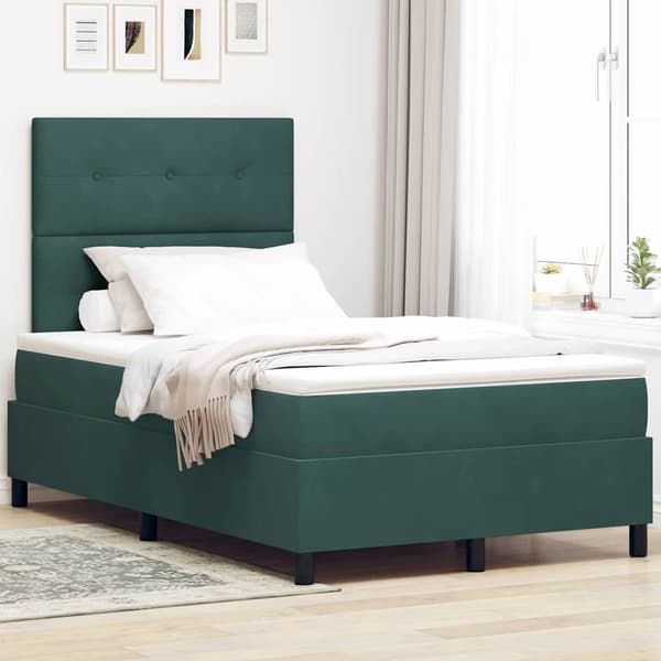 vidaXL Bäddfjäder med madrass Mörkgrön 120 x 190 cm Sammet