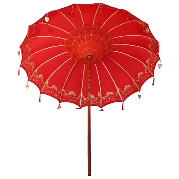 vidaXL Balinesisk Parasol Rød (210-220) x 260 cm Bomull og solid tre
