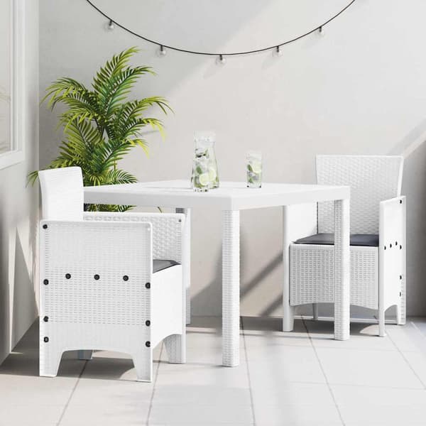 vidaXL Trädgårdsmöbelset 3 pcs Vit Polypropylen
