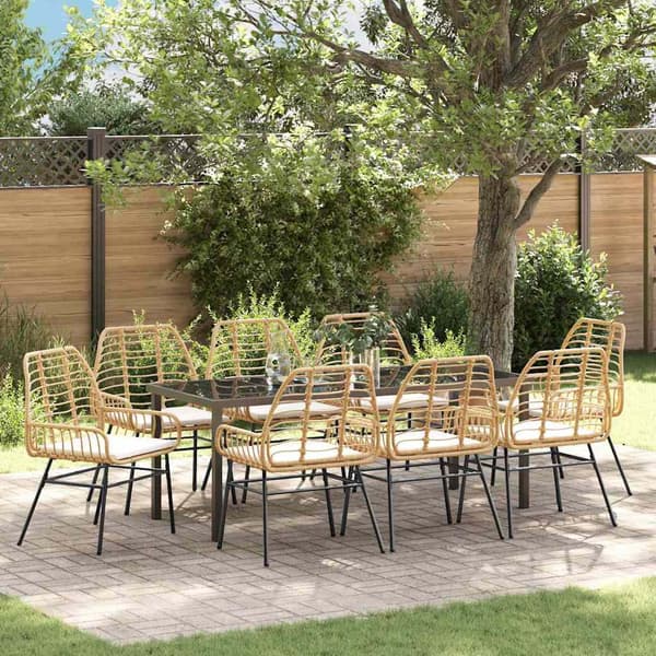 vidaXL Trädgårdsmöbelset 9 pcs Brun konstrotting
