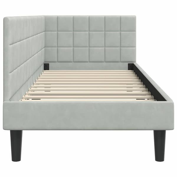 vidaXL Hörnssängram Ljusgrå 80 x 200 cm Sammet